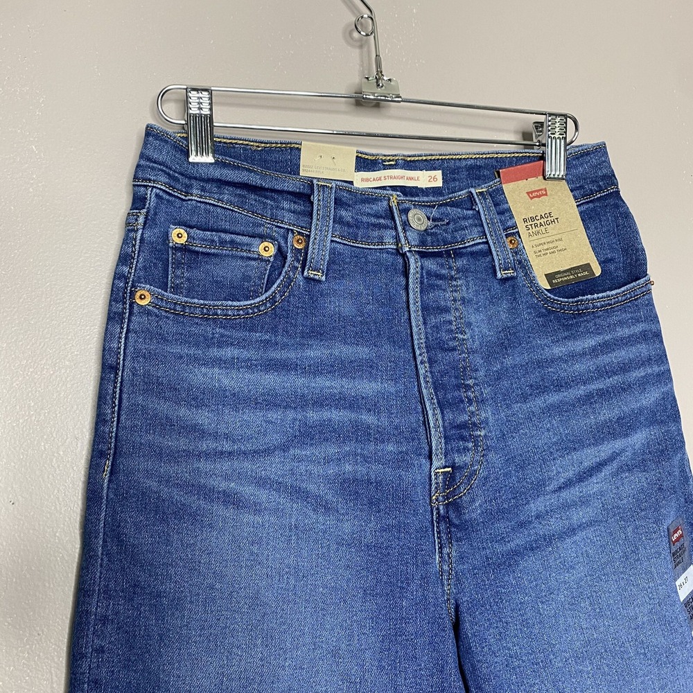 Levis Ribcage Straight Ankle Button Fly Super High Rise Jeans Size 26X27 - Picture 4 of 16